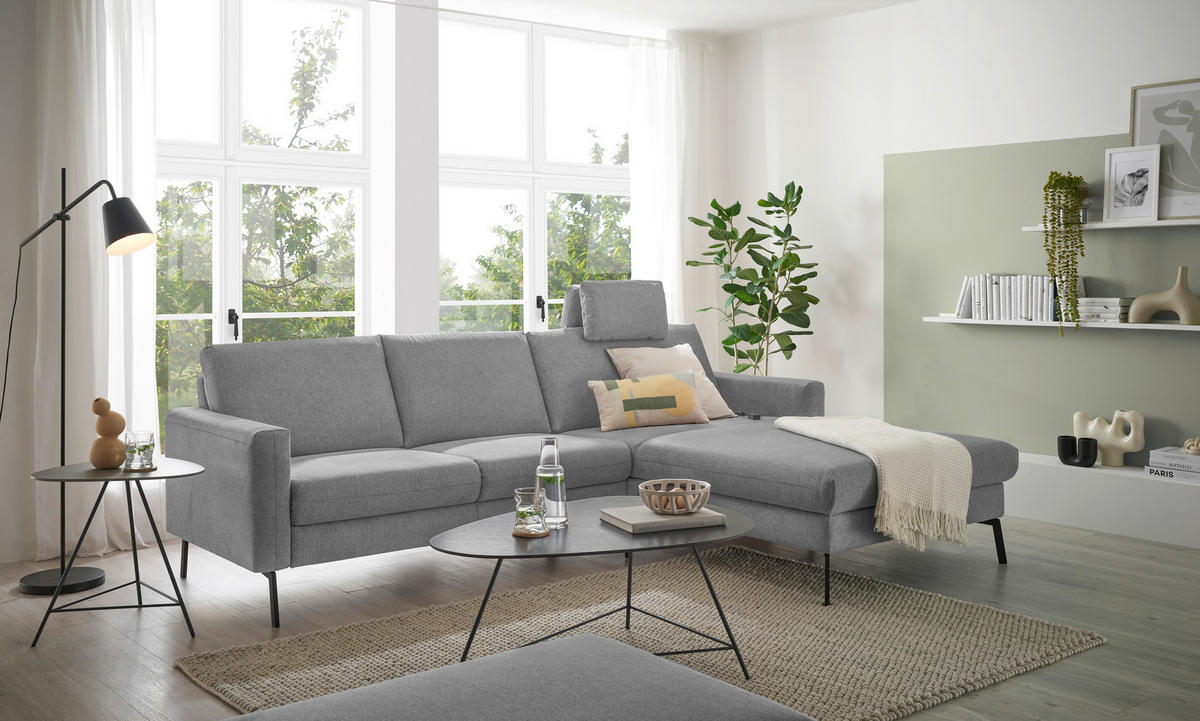 ECKSOFA Grau Flachgewebe  - Schwarz/Grau, Design, Textil/Metall (270/187cm) - Musterring