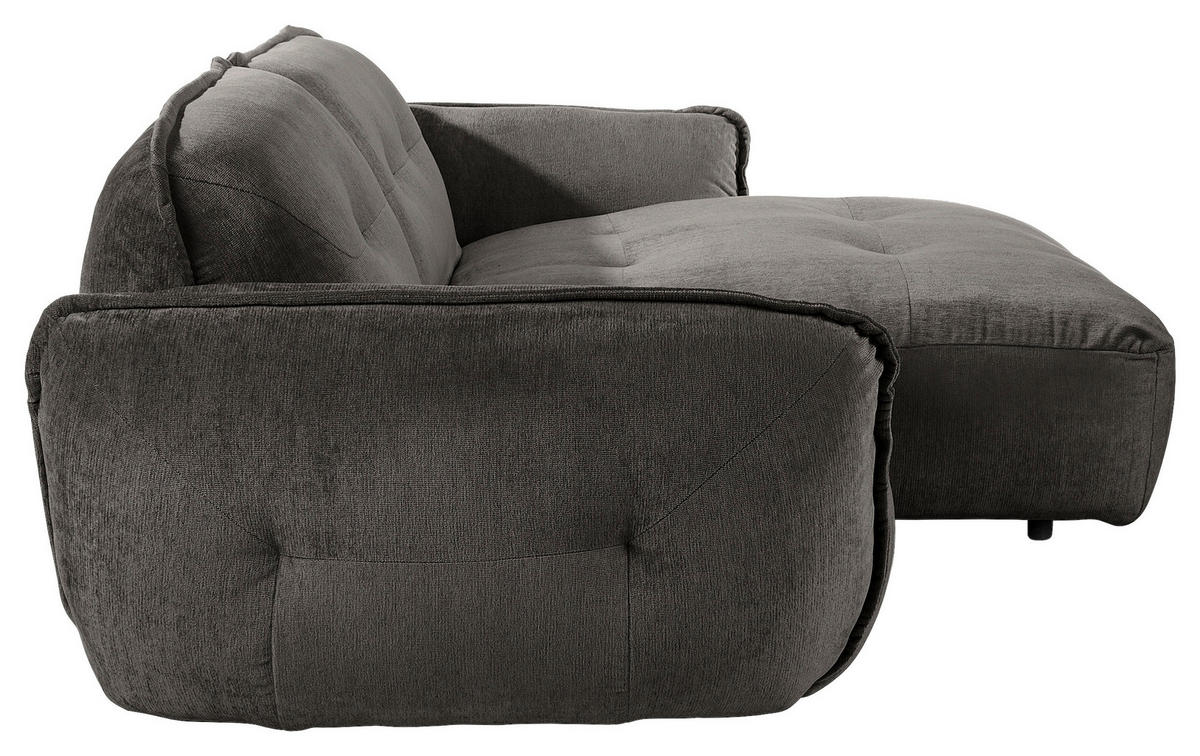 ECKSOFA in Chenille Anthrazit  - Anthrazit/Schwarz, Modern, Kunststoff/Textil (269/184cm) - Trendmanufaktur