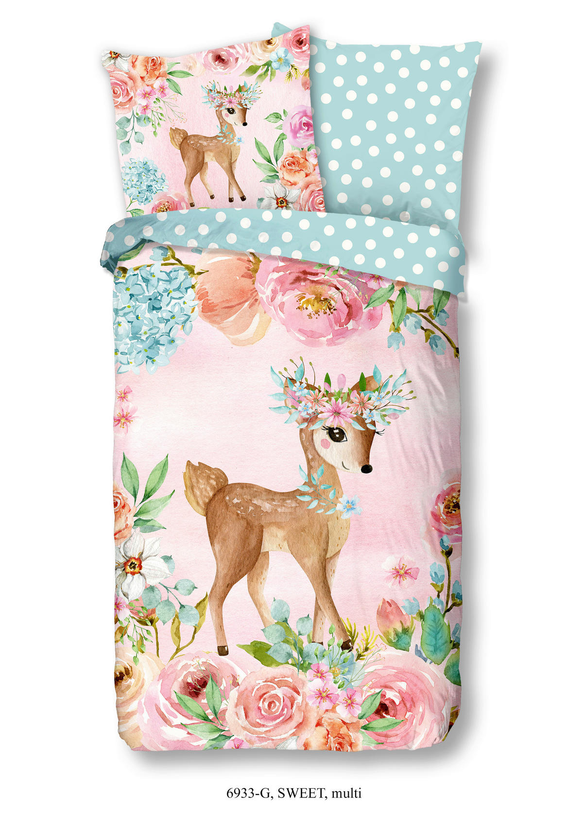 KINDERBETTWÄSCHE Renforcé 135/200 cm  - Rosa/Mintgrün, Textil (135/200cm) - MID.YOU