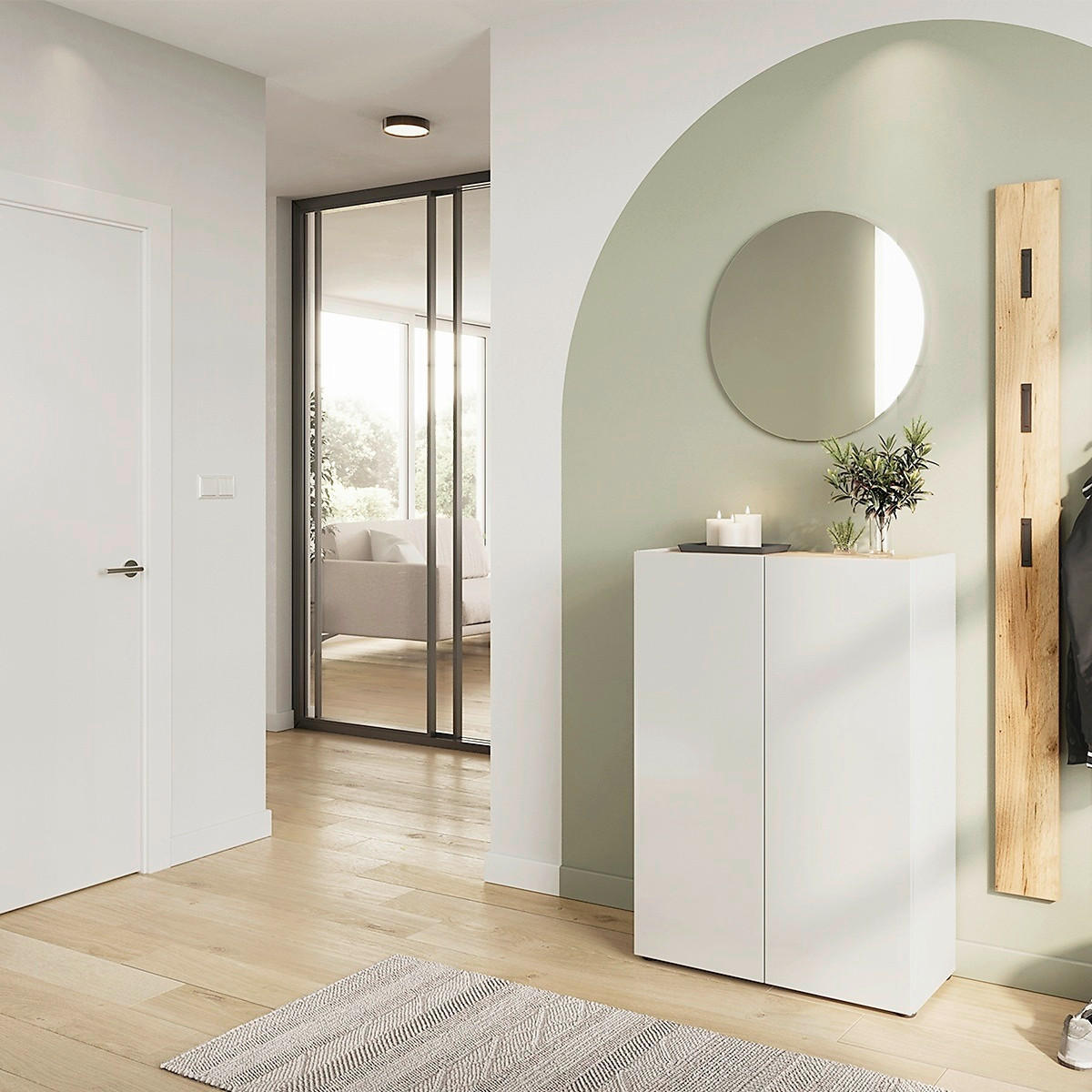 GARDEROBE 3-teilig  in 104/200/33 cm  - Eichefarben/Weiß, Design, Holzwerkstoff (104/200/33cm) - Germania
