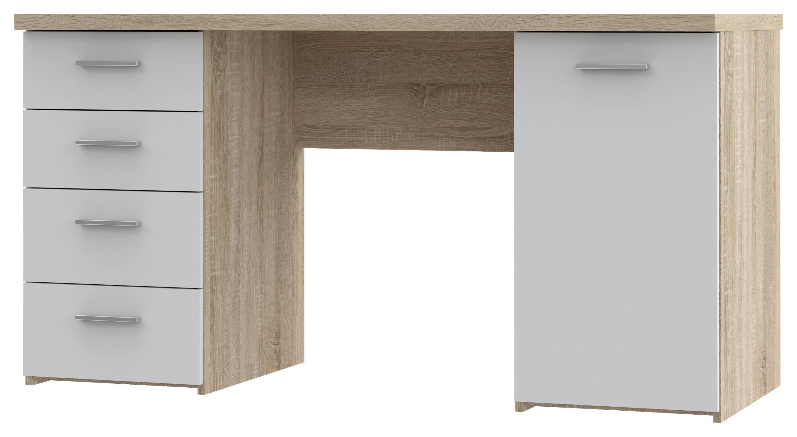 ÍRÓASZTAL 145/76.3/60 cm  - Sonoma tölgy/fekete, Basics, műanyag/faalapú anyag (145/76.3/60cm) - Xora