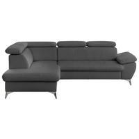 ECKSOFA in Lederlook Grau  - Chromfarben/Grau, KONVENTIONELL, Textil/Metall (209/256cm) - Livetastic