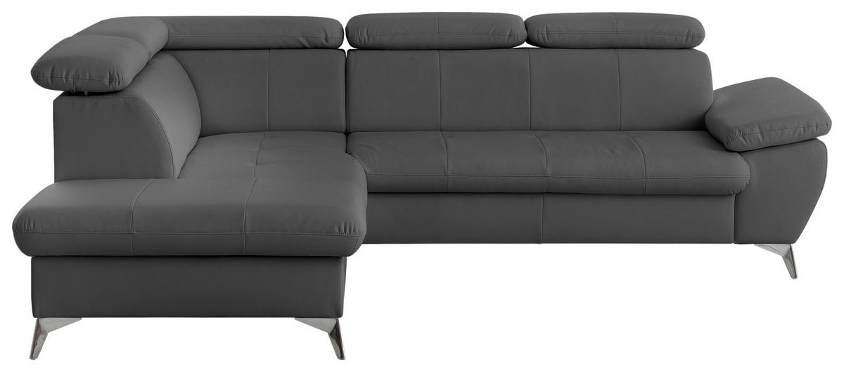 ECKSOFA in Lederlook Grau  - Chromfarben/Grau, KONVENTIONELL, Textil/Metall (209/256cm) - Livetastic
