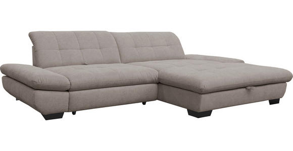 ECKSOFA  in Mikrofaser Hellgrau  290/198 cm  - Hellgrau/Schwarz, Design, Textil/Metall (290/198cm) - Xora