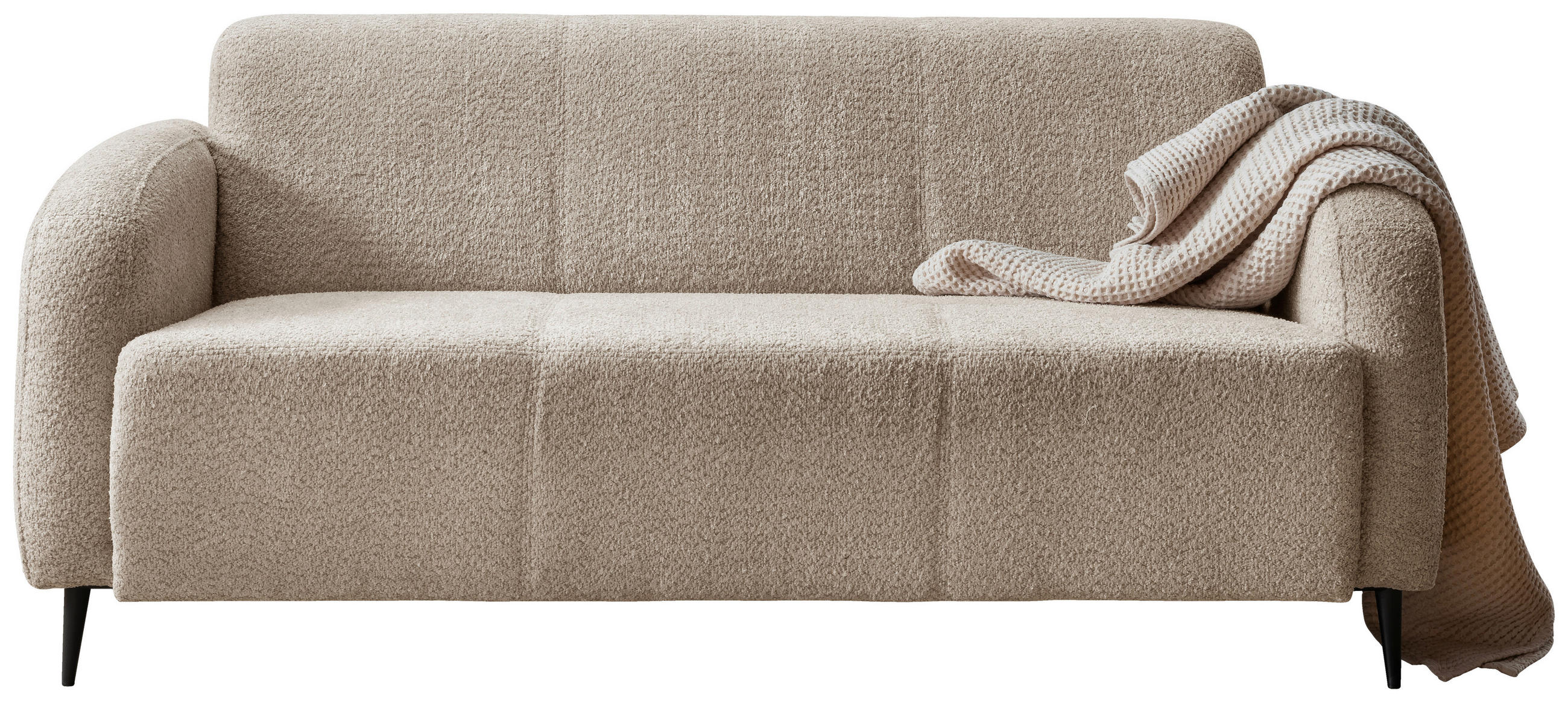 3-SITZER-SOFA in Bouclé Beige - Beige/Schwarz, Modern, Textil/Metall (180/76/90cm) - Livetastic