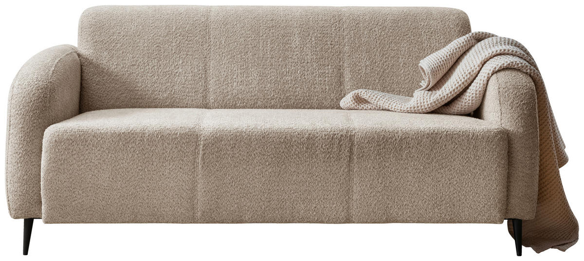 3-SITZER-SOFA in Bouclé Beige  - Beige/Schwarz, MODERN, Textil/Metall (180/76/90cm) - Livetastic