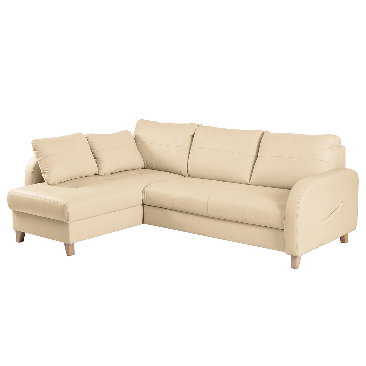 ECKSOFA Lederlook Echtleder Beige  - Beige/Buchefarben, Design, Leder/Holz (168/227cm) - Livetastic