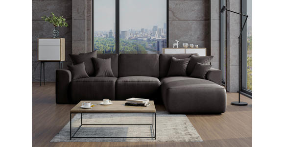 ECKSOFA in Lederlook Dunkelbraun  - Chromfarben/Dunkelbraun, KONVENTIONELL, Kunststoff/Textil (293/195cm) - Carryhome