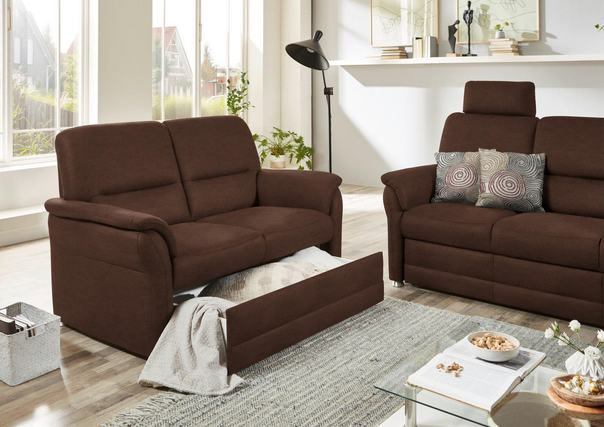 SITZGARNITUR Mikrofaser Braun  - Alufarben/Braun, KONVENTIONELL, Textil/Metall (192/96/89cm) - Beldomo Comfort