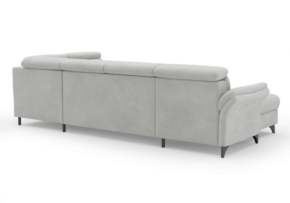 WOHNLANDSCHAFT GLENDALE E Silberfarben Flachgewebe  - Silberfarben/Schwarz, KONVENTIONELL, Textil/Metall (166/321/193cm) - Sit & More