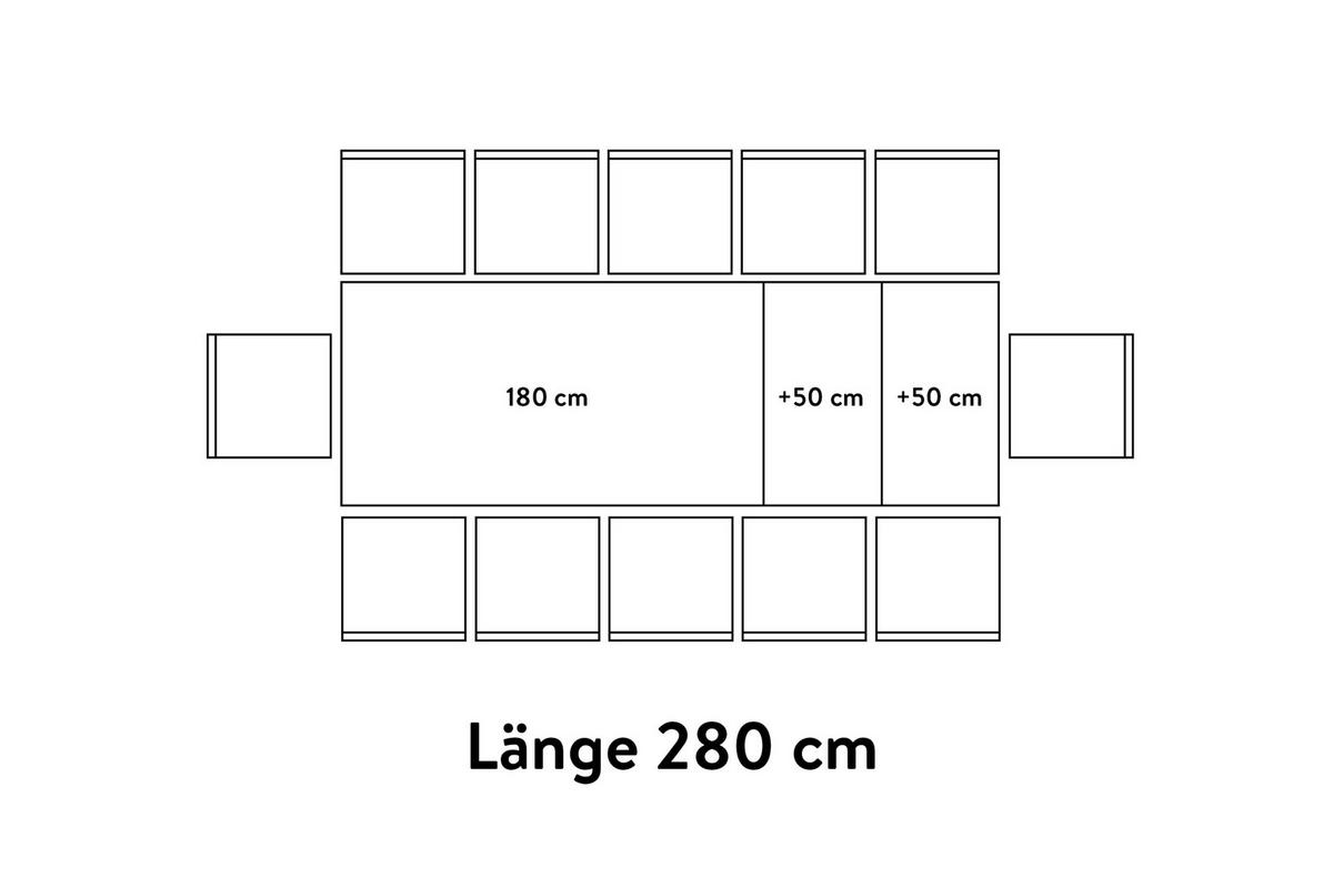 ESSTISCH in Metall, Holzwerkstoff 180-280/95/76 cm  - Eichefarben, Basics, Holzwerkstoff/Metall (180-280/95/76cm) - Celina Home