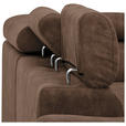 ECKSOFA Braun Lederlook Bettkasten, Schlaffunktion, Rücken echt, Kopfteilverstellung, Sitztiefenverstellung  - Schwarz/Braun, Design, Kunststoff/Textil (263/230cm) - Hom`in