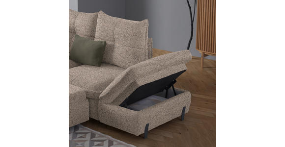 ECKSOFA Beige Bouclé  - Beige/Schwarz, Design, Textil/Metall (250/220cm) - Xora