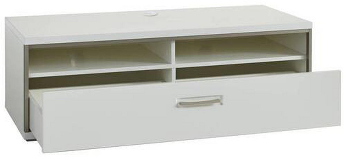 TV DIEL, sivá, strieborná, biela, biela s vysokým leskom, 132/47/58 cm - sivá/biela, Design, kov/kompozitné drevo (132/47/58cm) - Livetastic