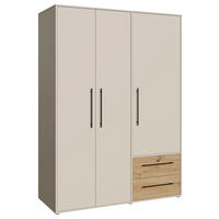 KLEIDERSCHRANK 144/200/59 cm,  in Sandfarben, Eiche Artisan, 3 Tür(en)  - Sandfarben/Schwarz, KONVENTIONELL, Holzwerkstoff/Kunststoff (144/200/59cm) - Milino