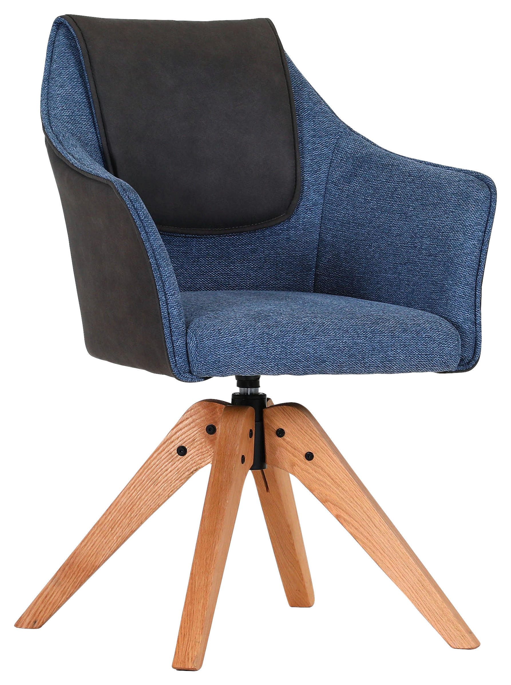 ARMLEHNSTUHL  in Flachgewebe  - Blau/Eichefarben, Design, Holz/Textil (62/84/56cm) - Landscape