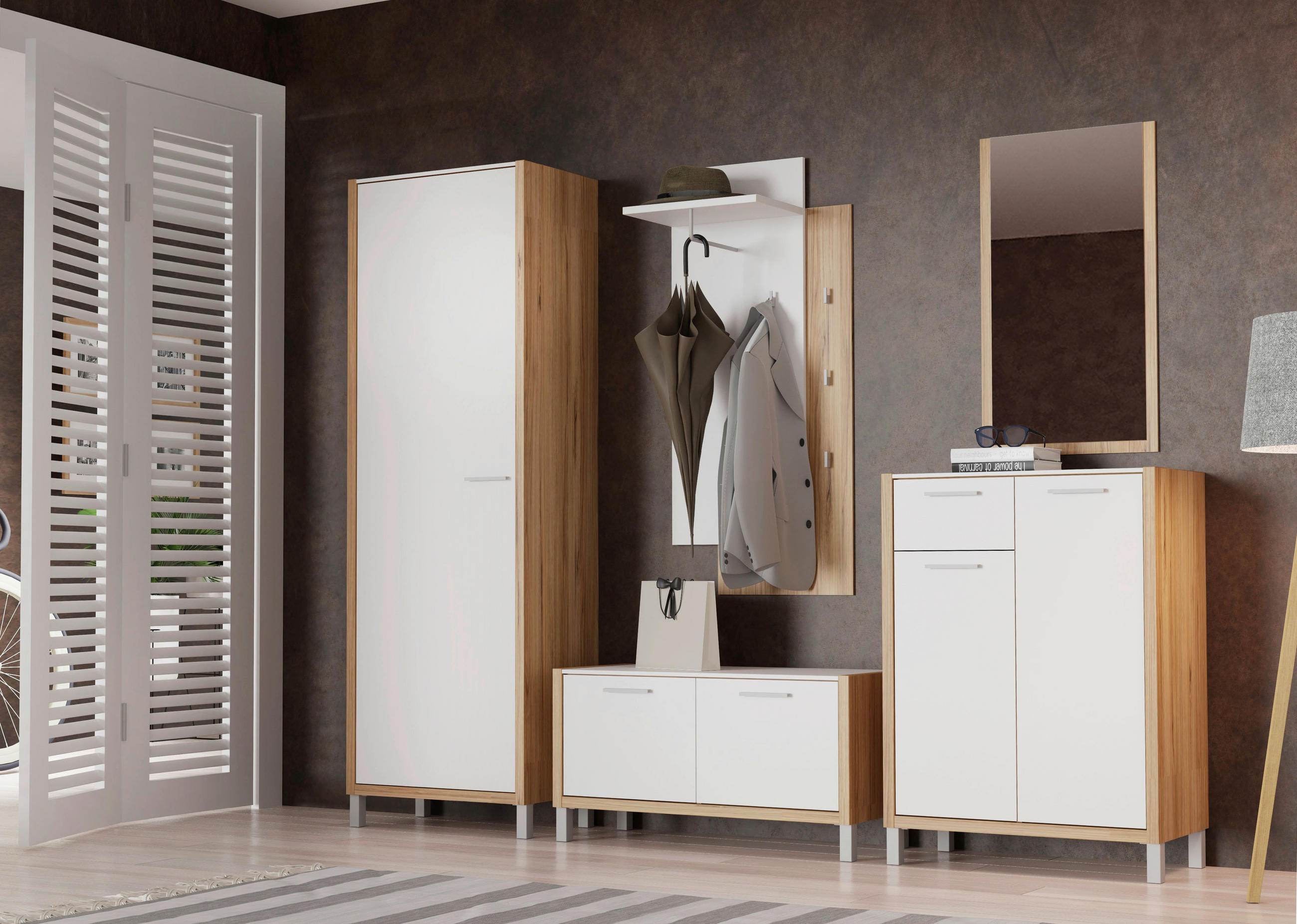 GARDEROBENSCHRANK 66,4/200,6/41,5 cm  - Eichefarben/Alufarben, MODERN, Holzwerkstoff/Metall (66,4/200,6/41,5cm) - MID.YOU