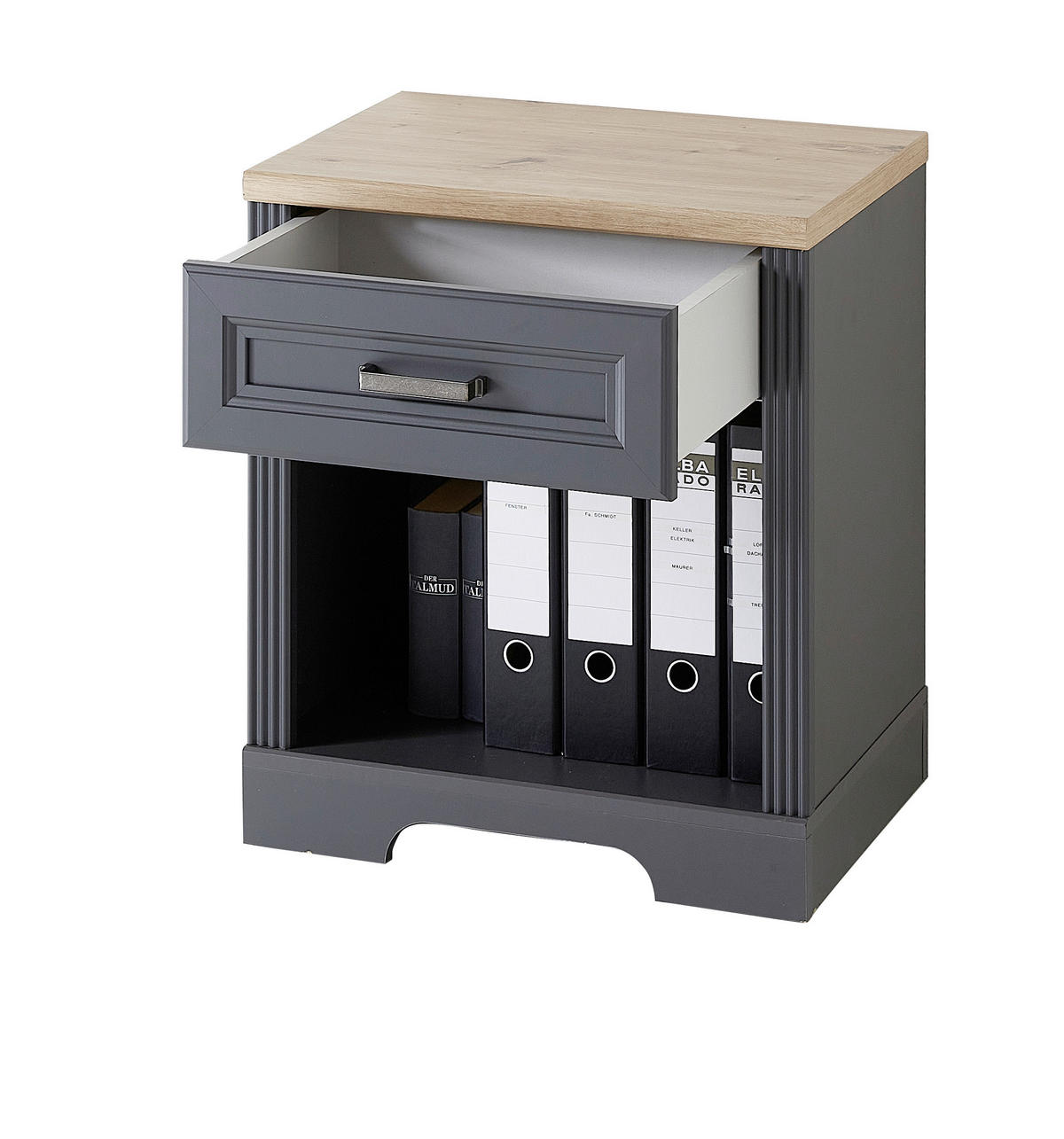 Rollbox  54/62/39 cm  - grafit/stejar Artisan, Romantik / Landhaus, metal/material pe bază de lemn (54/62/39cm) - Landscape