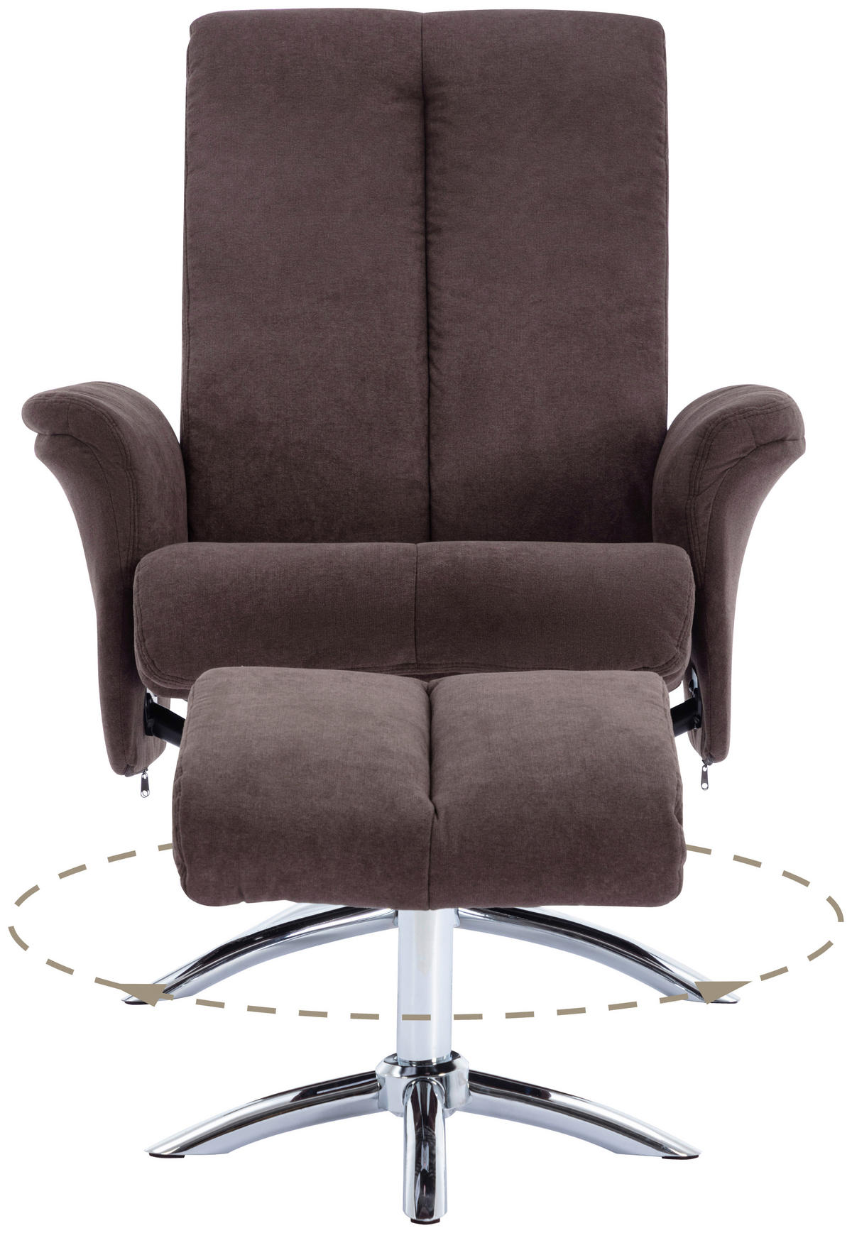 RELAXSESSELSET Chenille    - Chromfarben/Braun, KONVENTIONELL, Textil/Metall (80/113/84cm) - MID.YOU