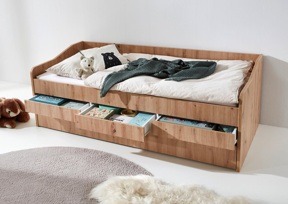 AUSZIEHBETT 90/200 cm  in Eiche Artisan  - Eiche Artisan, MODERN, Holzwerkstoff (90/200cm) - MID.YOU