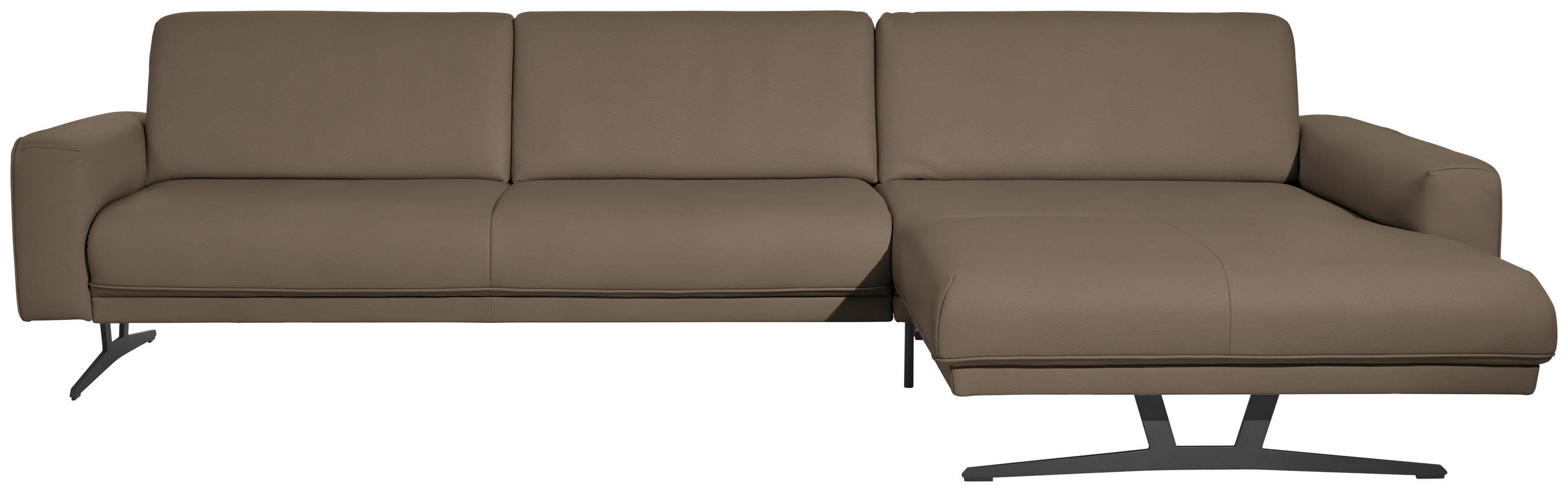 ECKSOFA in Echtleder Greige  - Greige/Anthrazit, Konventionell, Leder/Metall (324/179cm) - Johann Jakob