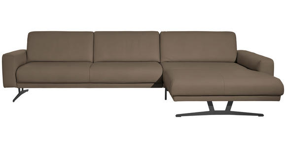 ECKSOFA in Echtleder Greige  - Greige/Anthrazit, KONVENTIONELL, Leder/Metall (324/182cm) - Ambiente