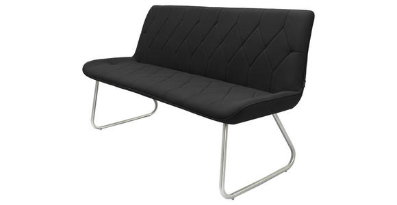 SITZBANK 155/87/65 cm Mikrofaser Schwarz  - Edelstahlfarben/Schwarz, Design, Textil/Metall (155/87/65cm) - Novel