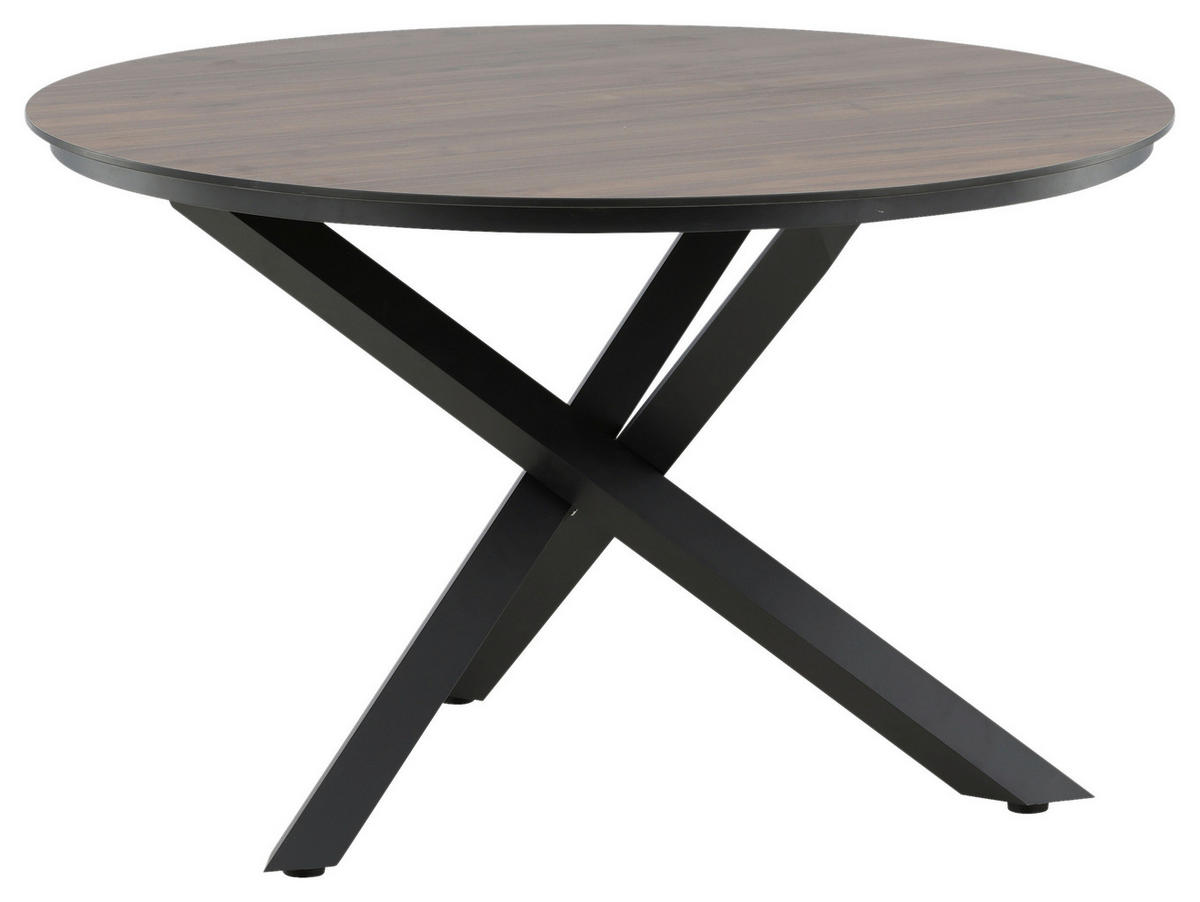 GARTENTISCH Metall, Kunststoff Braun, Schwarz rund  - Schwarz/Braun, KONVENTIONELL, Kunststoff/Metall (120/120/75cm) - Gardenson