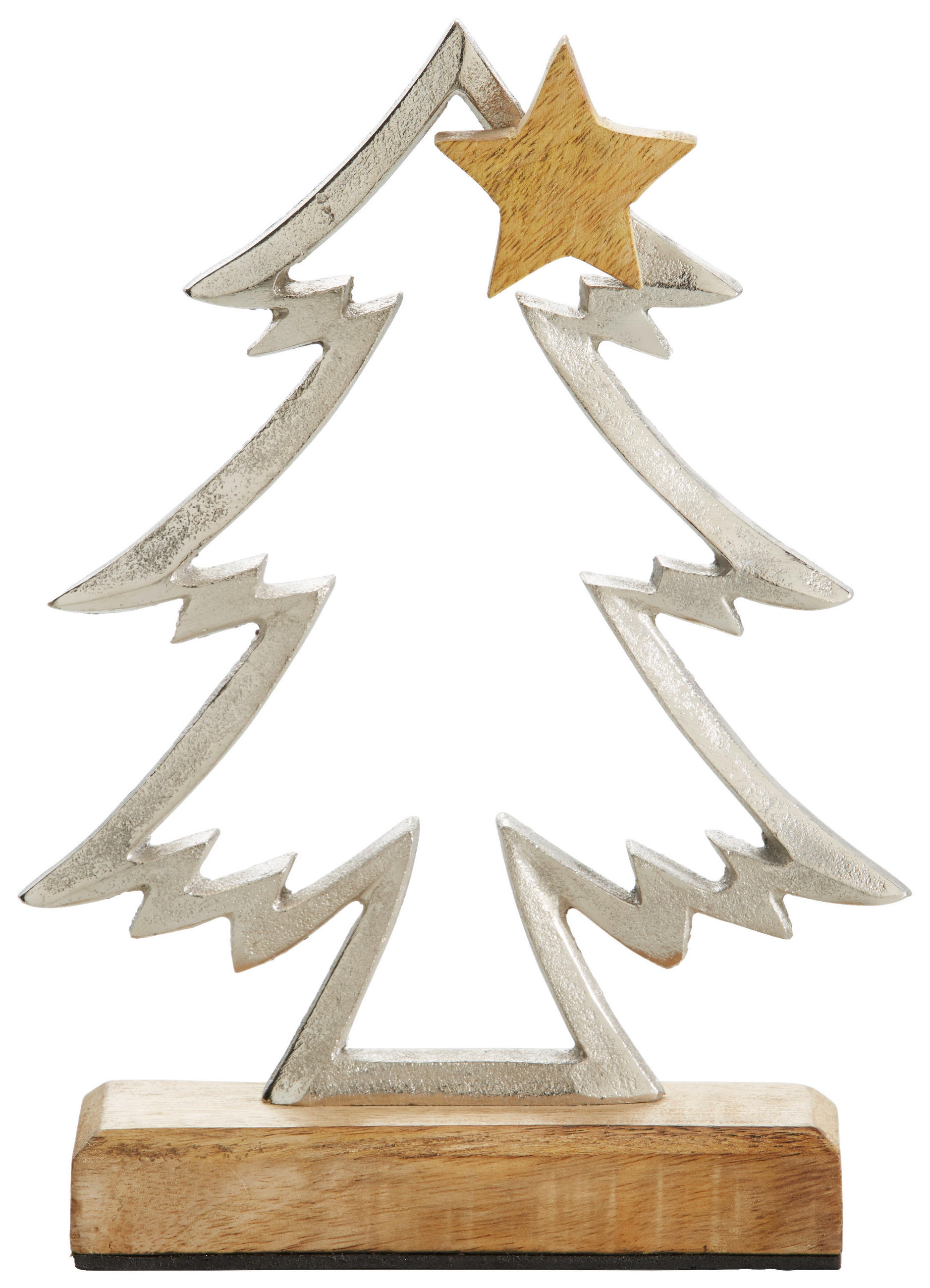 DEKOBAUM  - Silberfarben/Braun, LIFESTYLE, Holz/Metall (17/23/5cm) - X-Mas