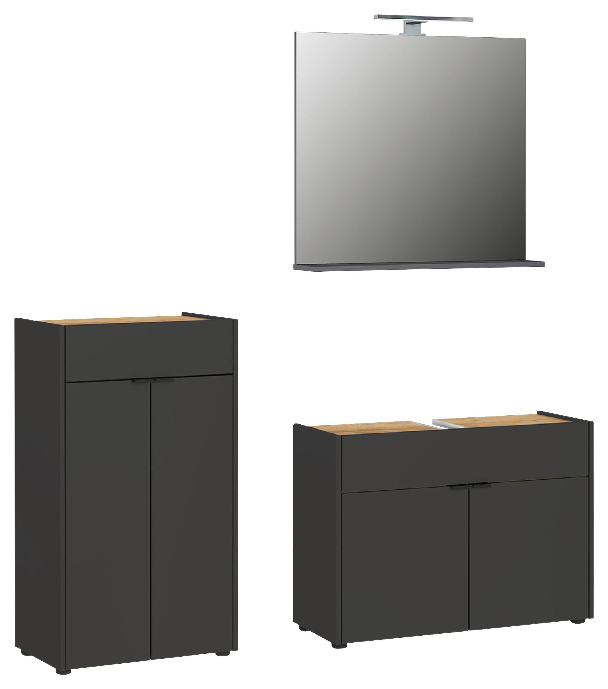 BADEZIMMER 3-teilig  in 151 cm  - Eichefarben/Schwarz, MODERN, Holzwerkstoff/Kunststoff (151cm) - Germania