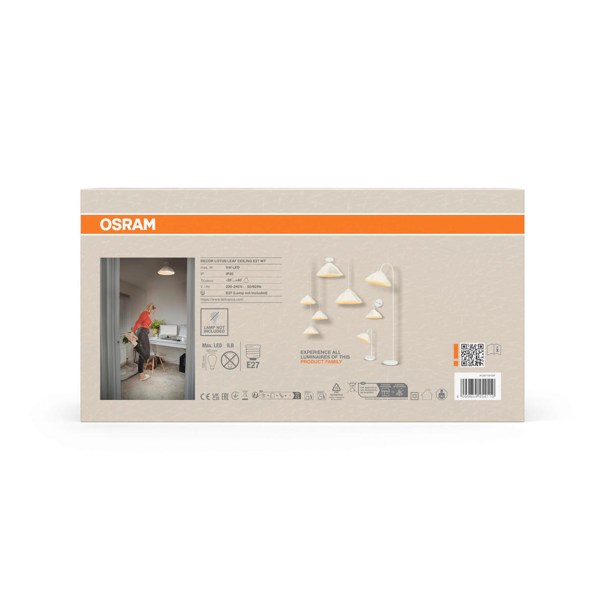 DECKENLEUCHTE 39,6/25,2 cm   - Weiß, Design, Papier/Metall (39,6/25,2cm) - Osram