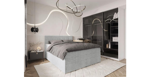 BOXSPRINGBETT 200/200 cm  in Hellgrau  - Hellgrau/Schwarz, KONVENTIONELL, Kunststoff/Textil (200/200cm) - Carryhome