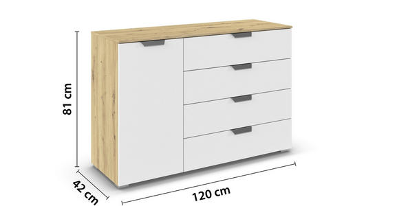 KOMMODE  in 120/81/42 cm  - Chromfarben/Weiß, Design, Holzwerkstoff/Metall (120/81/42cm) - Carryhome