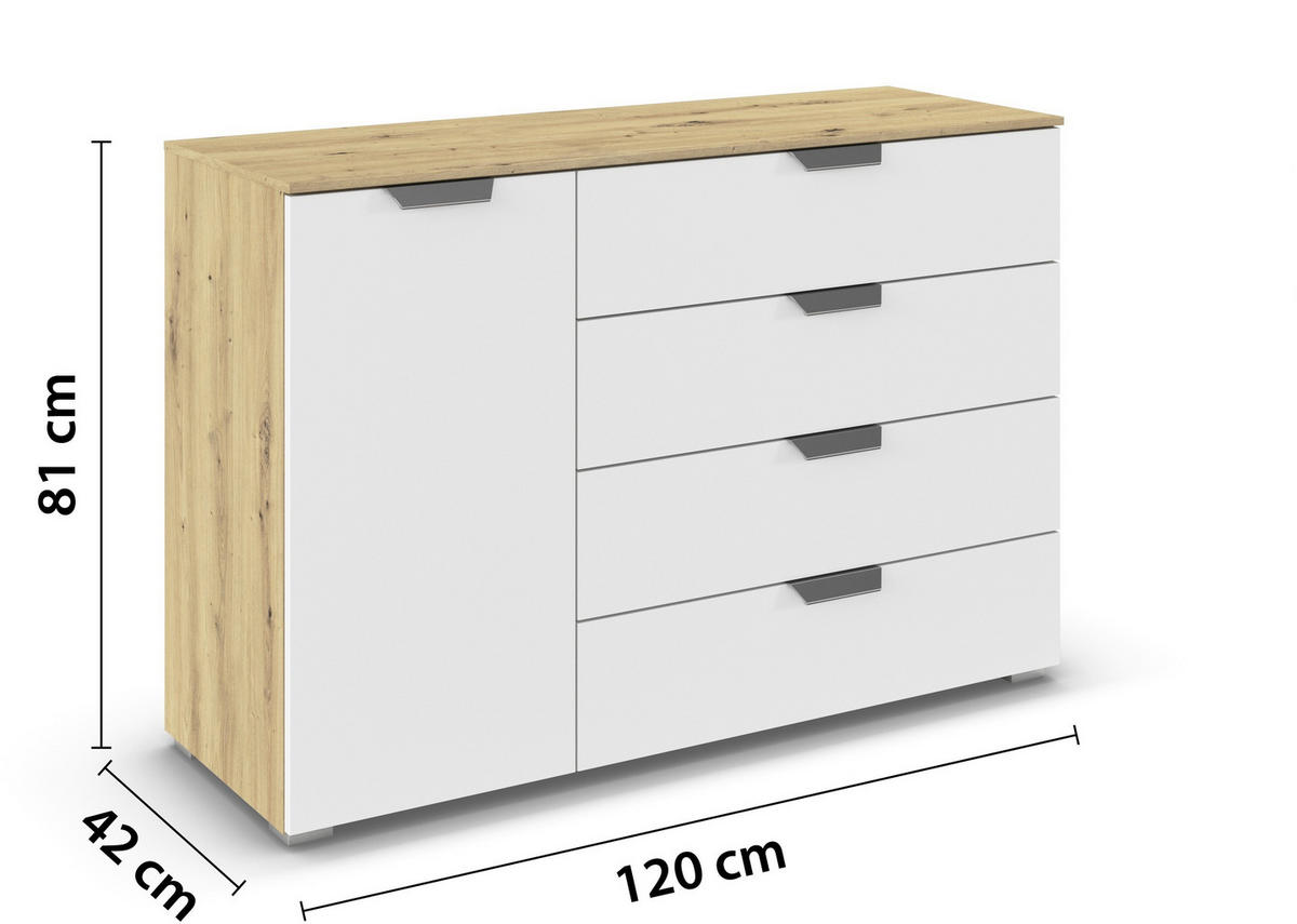 KOMMODE  in 120/81/42 cm  - Chromfarben/Weiß, Design, Holzwerkstoff/Metall (120/81/42cm) - Carryhome