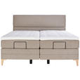 BOXSPRINGBETT 200/200 cm  in Hellbraun  - Chromfarben/Hellbraun, KONVENTIONELL, Kunststoff/Textil (200/200cm) - Voleo