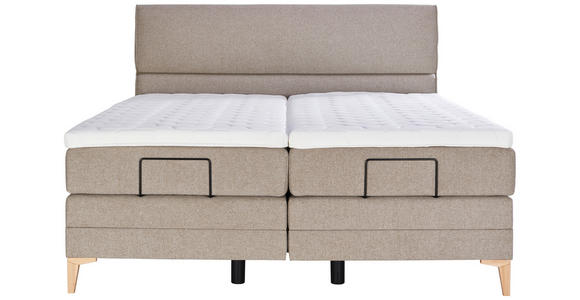 BOXSPRINGBETT 160/200 cm  in Hellbraun  - Chromfarben/Hellbraun, KONVENTIONELL, Kunststoff/Textil (160/200cm) - Voleo