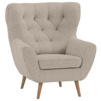 OHRENSESSEL Cord Beige  - Eichefarben/Beige, Design, Holz/Textil (87/101/95cm) - Stylife