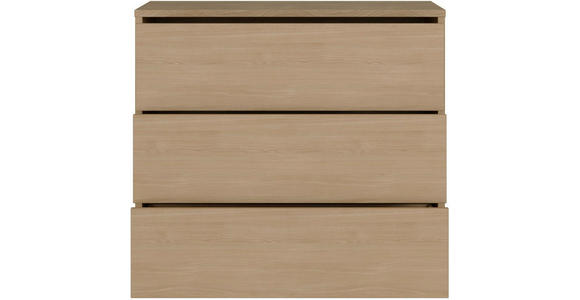 KOMMODE , 95/83/42 cm, 3 Schublade(n)  - Eichefarben/Silberfarben, Trend, Holzwerkstoff/Kunststoff (95/83/42cm) - Carryhome