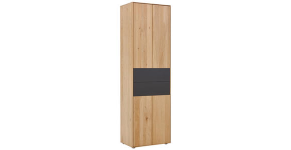 GARDEROBENSCHRANK  in 60/196/39 cm  - Eichefarben/Anthrazit, Natur, Holz/Metall (60/196/39cm) - Valnatura