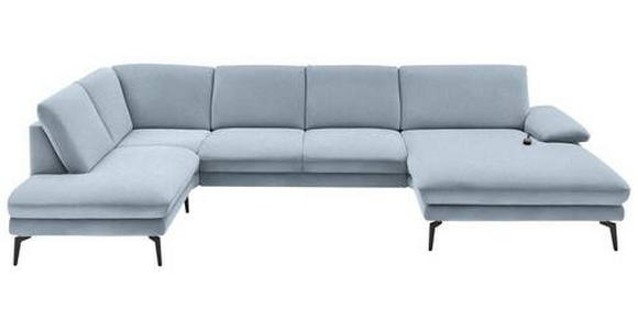 WOHNLANDSCHAFT Hellblau Webstoff - Schwarz/Hellblau, Design, Textil/Metall (208/344/180cm) - Dieter Knoll