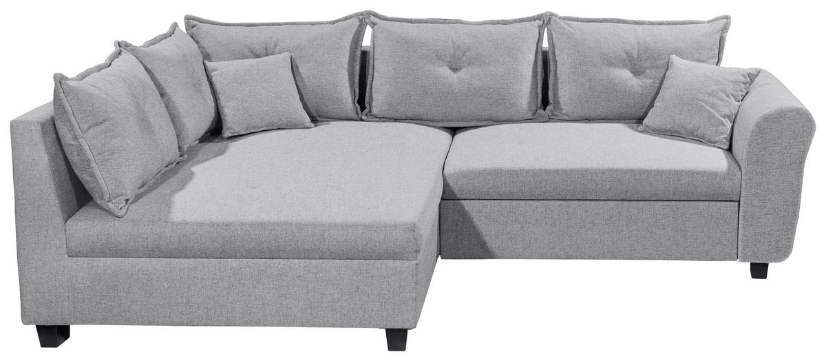 ECKSOFA in Webstoff Grau  - Schwarz/Grau, Modern, Kunststoff/Textil (175/252cm) - Livetastic
