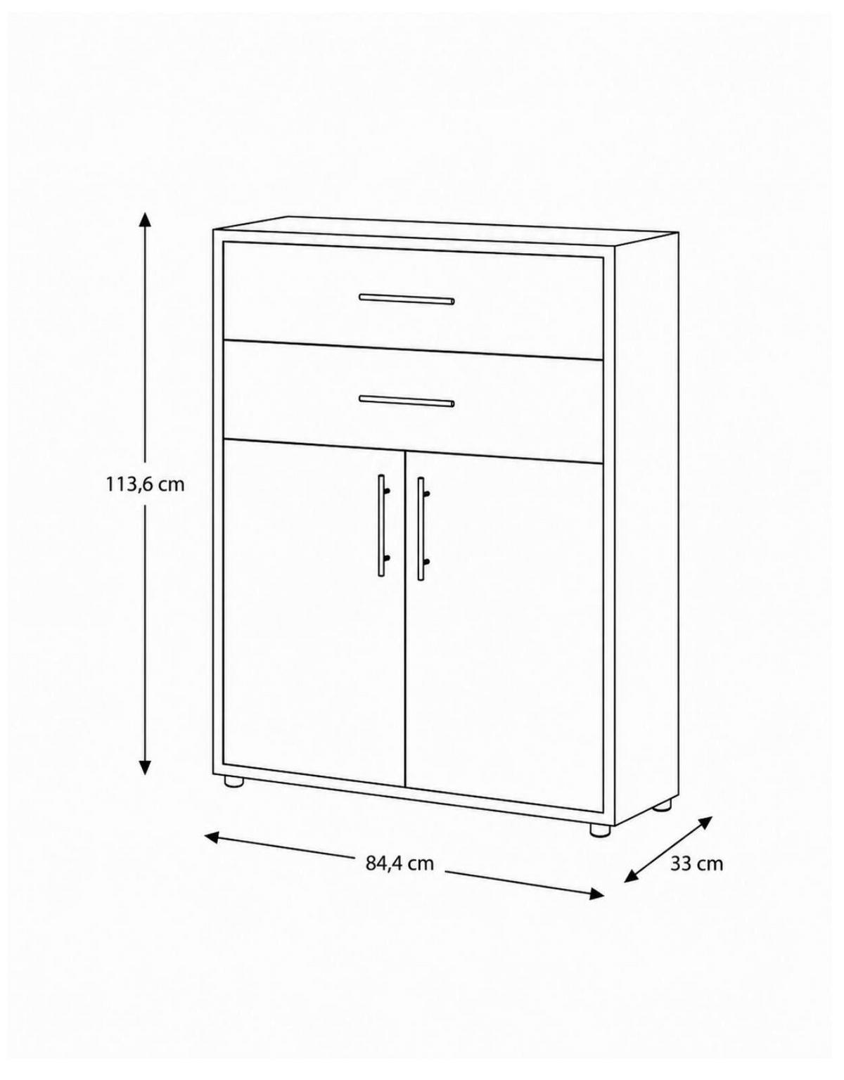 AKTENSCHRANK 84,4/113,6/33 cm  - Weiß Hochglanz/Anthrazit, LIFESTYLE, Holzwerkstoff (84,4/113,6/33cm) - MID.YOU
