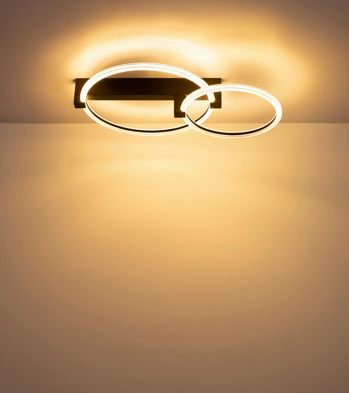 LED-DECKENLEUCHTE Fletcher 58/38/11,5 cm  - Transparent/Schwarz, Design, Kunststoff/Metall (58/38/11,5cm) - Globo