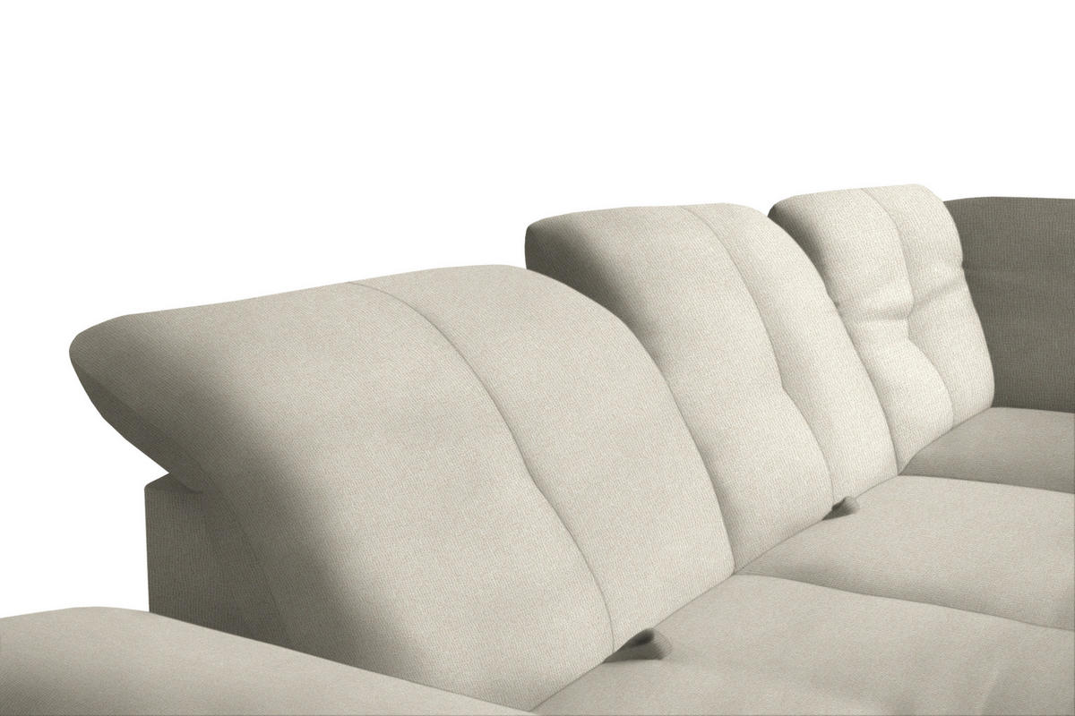 ECKSOFA in Flachgewebe Ecru  - Ecru/Schwarz, Design, Textil/Metall (242/313cm) - Xora