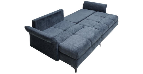 ECKSOFA Blau Chenille  - Blau/Schwarz, KONVENTIONELL, Textil/Metall (291/153cm) - Hom`in