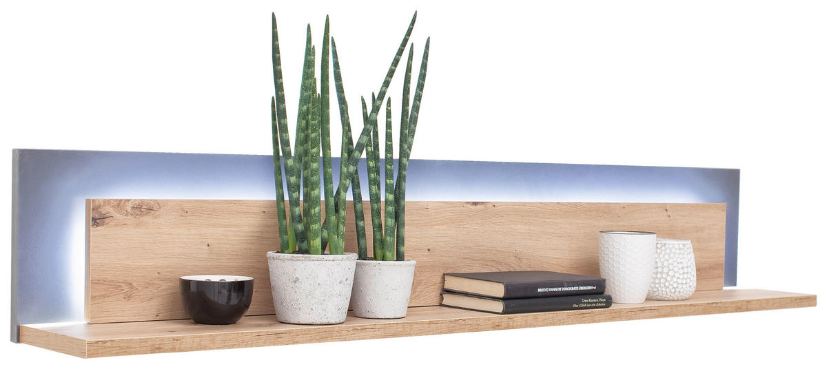 WANDBOARD ohne Beleuchtung, Anthrazit, Eichefarben  - Eichefarben/Anthrazit, Design, Holzwerkstoff (139/24/20cm) - Livetastic