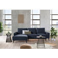 ECKSOFA in Velours Blau  - Blau/Schwarz, KONVENTIONELL, Holz/Textil (161/260cm) - Carryhome