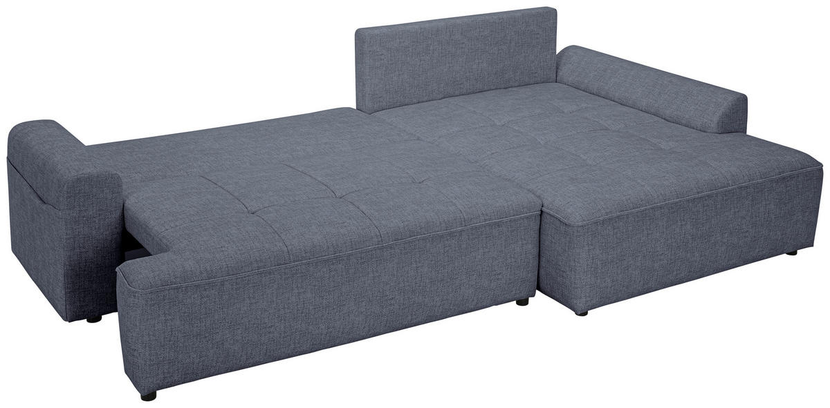 ECKSOFA in Mikrofaser Blau  - Blau/Schwarz, KONVENTIONELL, Kunststoff/Textil (295/169cm) - Carryhome