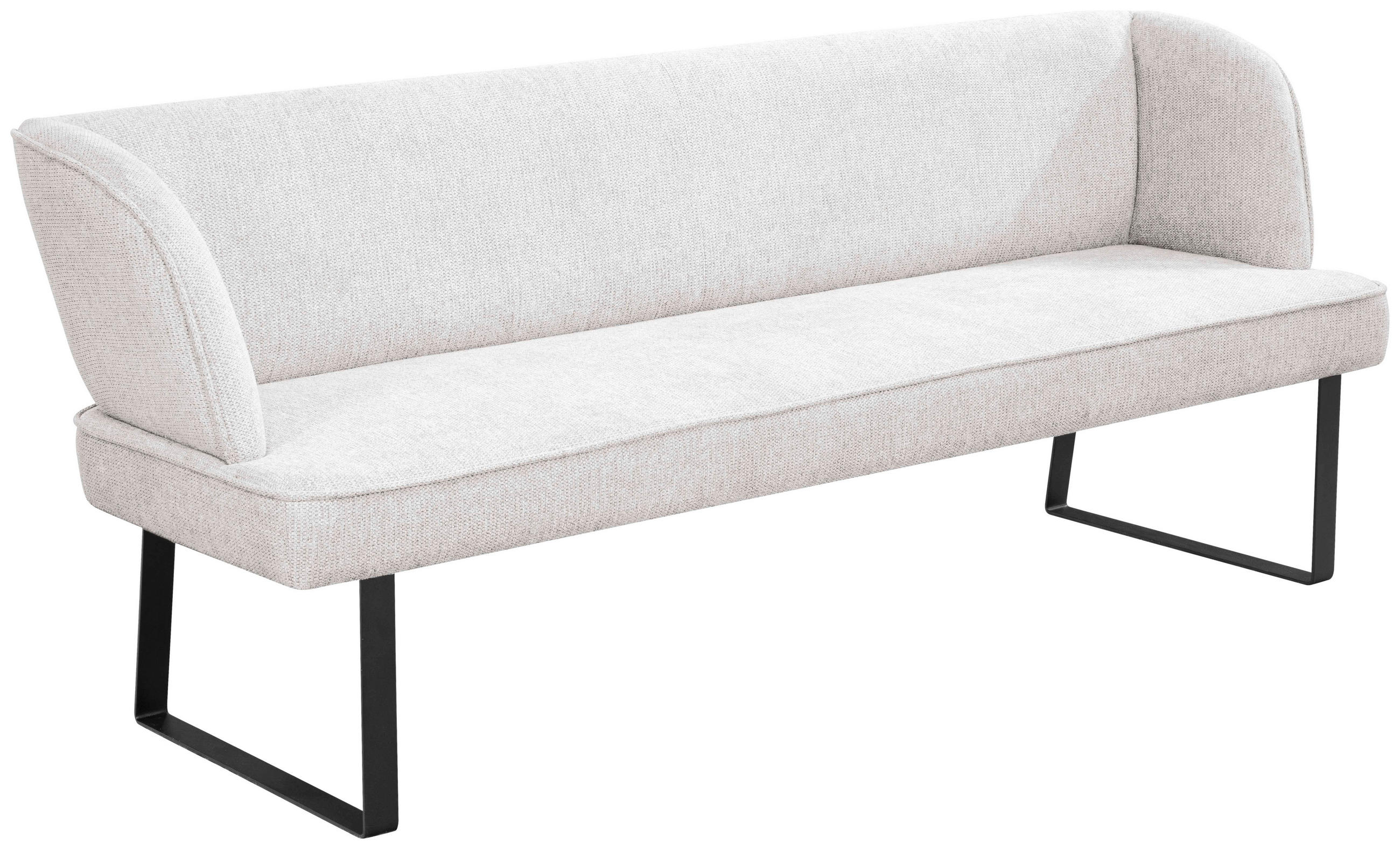 SITZBANK 205/91/66 cm Webstoff Schwarz, Hellgrau  - Hellgrau/Schwarz, Design, Textil/Metall (205/91/66cm) - Novel