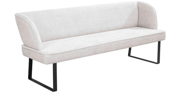 SITZBANK 185/91/66 cm Webstoff Schwarz, Hellgrau - Hellgrau/Schwarz, Design, Textil/Metall (185/91/66cm) - Novel